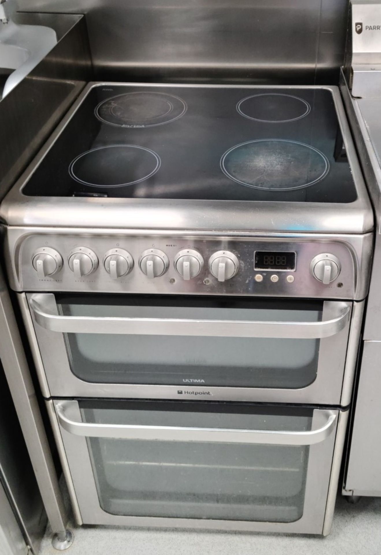 1 x Hotpoint HUI611X Electric Cooker With Double Oven, Four Burner Hob and Stainless Steel Finish - Image 9 of 9