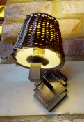 8 x Wall Sconce Lights Featuring Diamond Shaped Wall Mounts and Wicker Shades