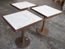 3 x Marble Topped Bistro Tables With Sturdy Metal Frames - Recently Removed From A World-renowned