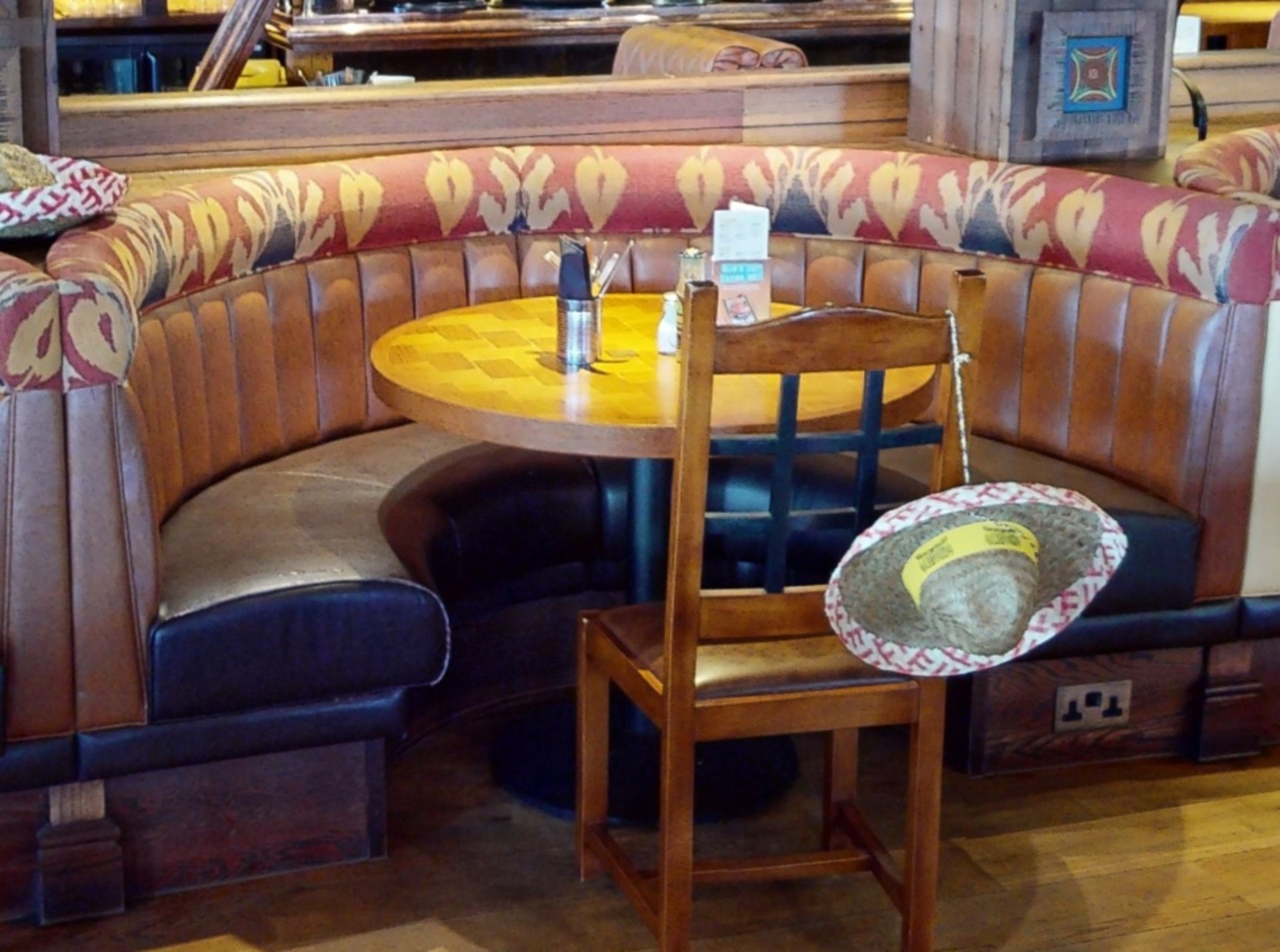 1 x Restaurant C Shape Seating Booth - Features Brown Faux Leather Seat Pads and Light Brown - Image 2 of 2