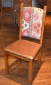 14 x Restaurant High Back Dining Chairs With Faux Leather Brown Seat Pads and Mexican Inspired