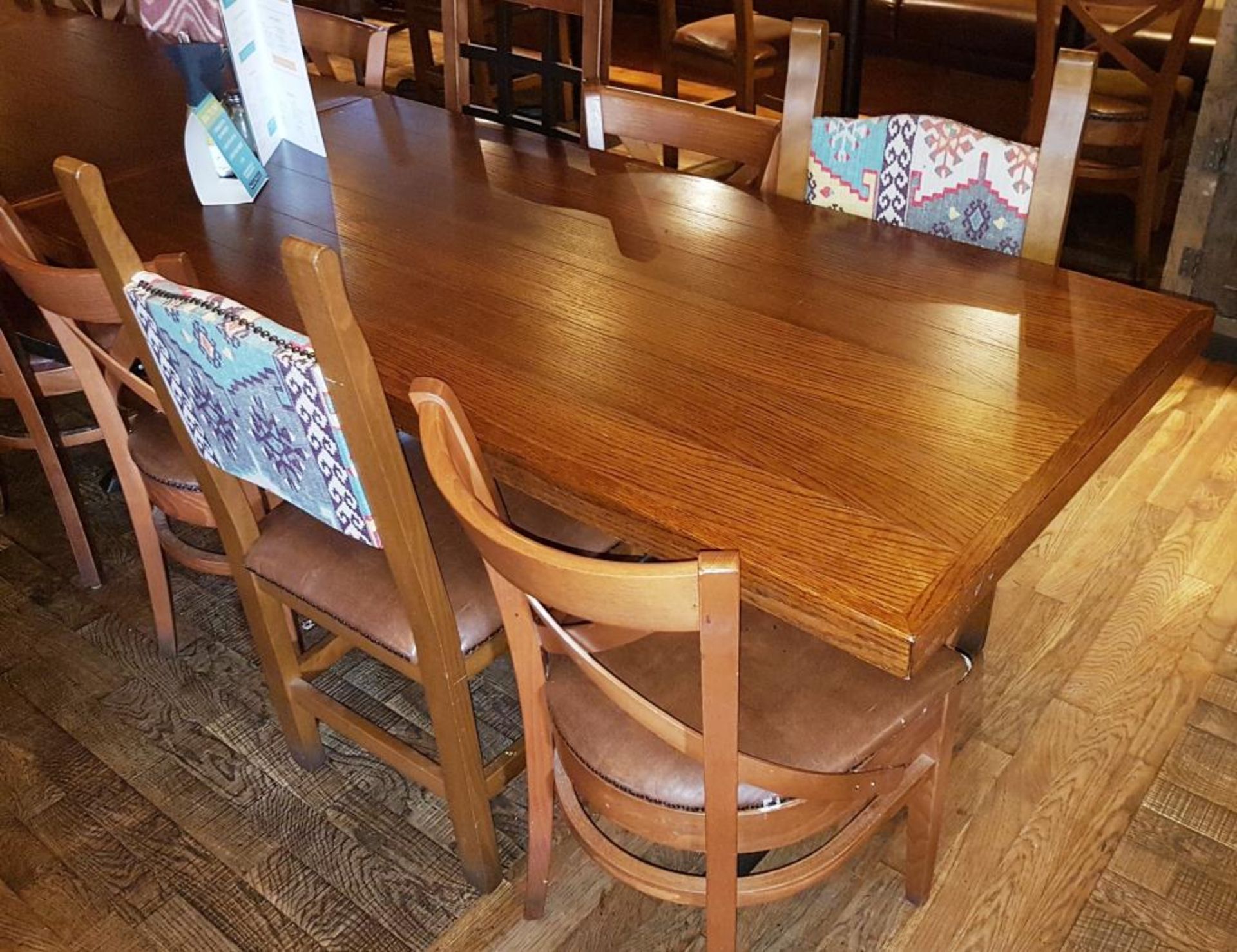 1 x Four Seater Rectangular Restaurant Dining Table With Cast Iron Bases and Wood Panelled Design - Image 2 of 2