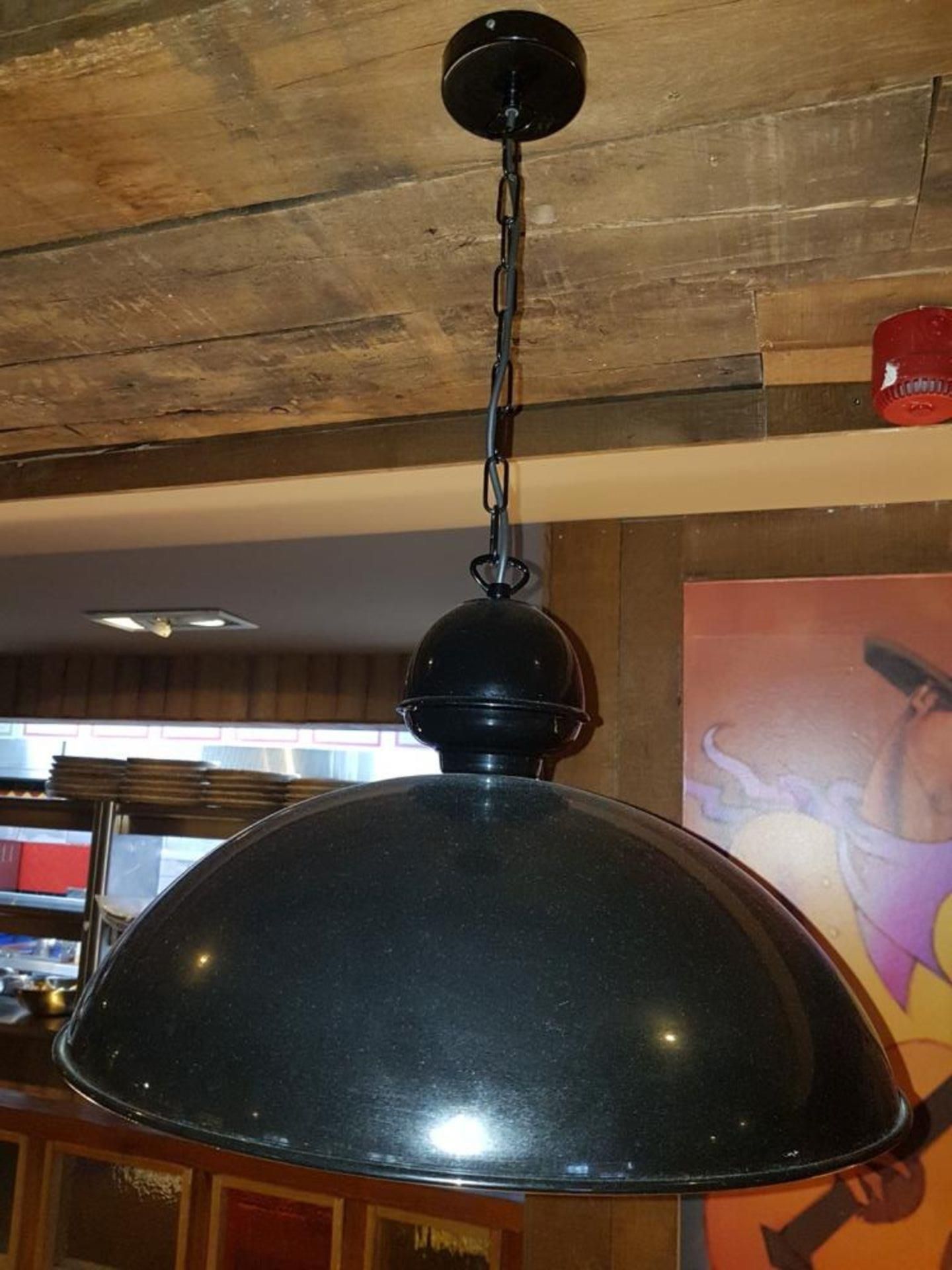 6 x Industrial Style Black Ceiling Pendant Dome Lights - Black Finish With Coloured Inner - Short - Image 5 of 9