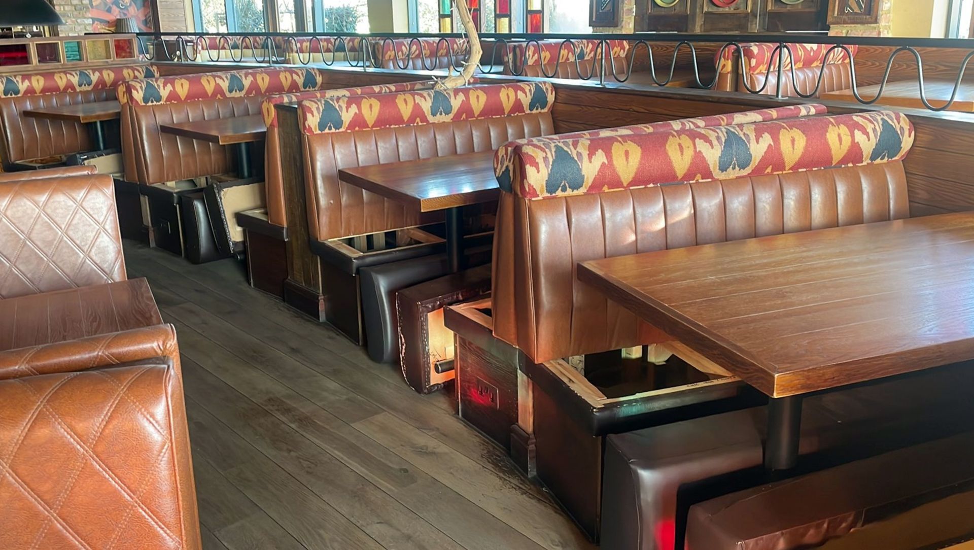 1 x Collection of Restaurant Double Seat Seating Benches - Includes 2 x End Benches and 3 x Back