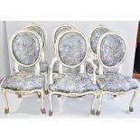 Set of 6 x ANGELO CAPPELLINI 'Timeless' Baroque-style Carved Dining Chairs, Floral Upholstered