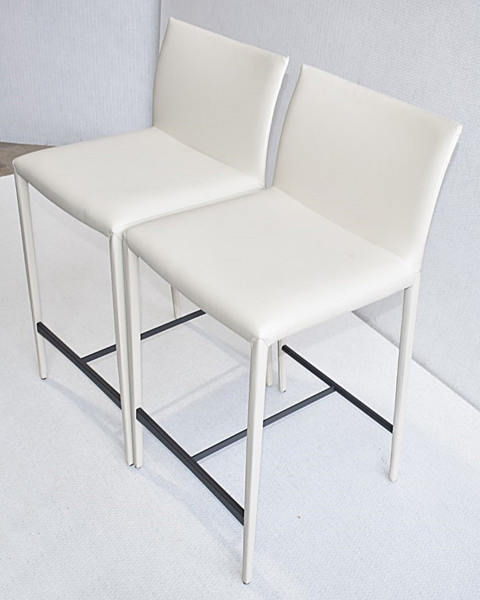 Pair of CATTELAN ITALIA 'Norma' Designer Fully Upholstered Stools in a Light Synthetic Leather - Image 7 of 9