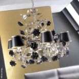 1 x VILLARI Opulent Platinum Plated 6-Arm Luxury Chandelier With Porcelain Decoration - RRP £12,000