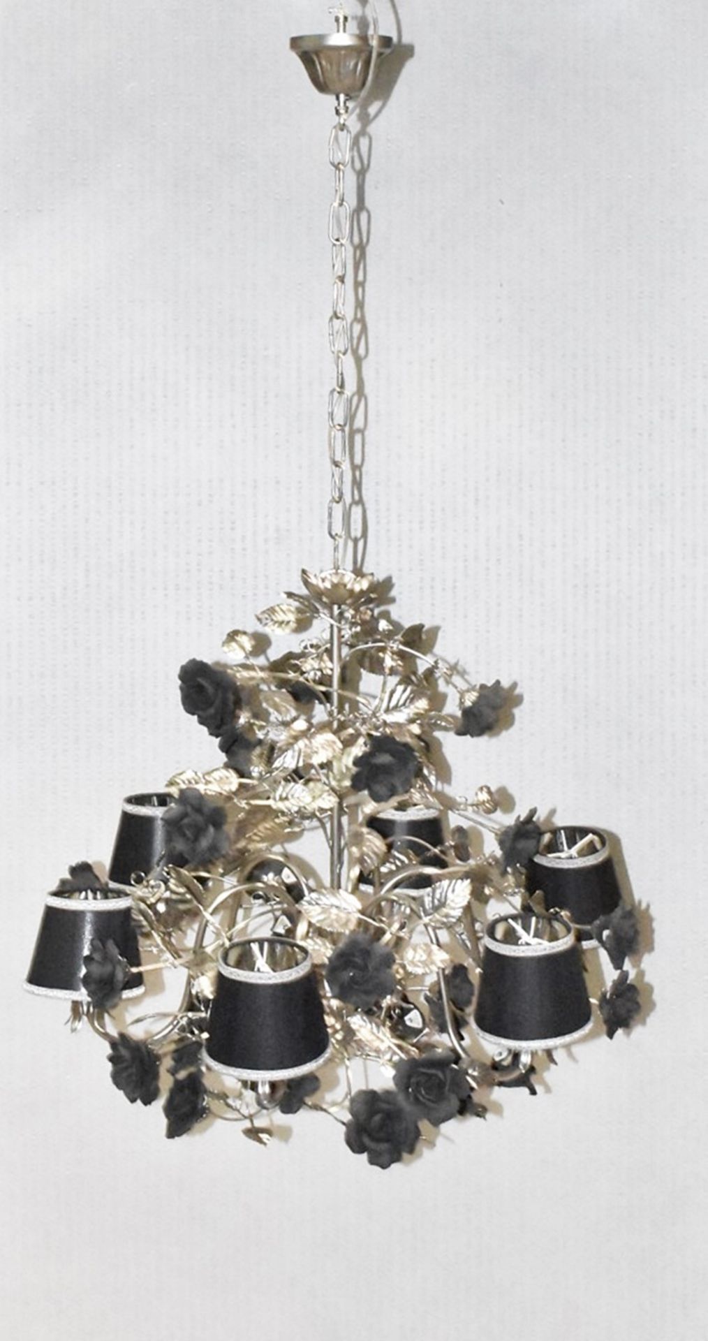 1 x VILLARI Opulent Platinum Plated 6-Arm Luxury Chandelier With Porcelain Decoration - RRP £12,000 - Image 3 of 17