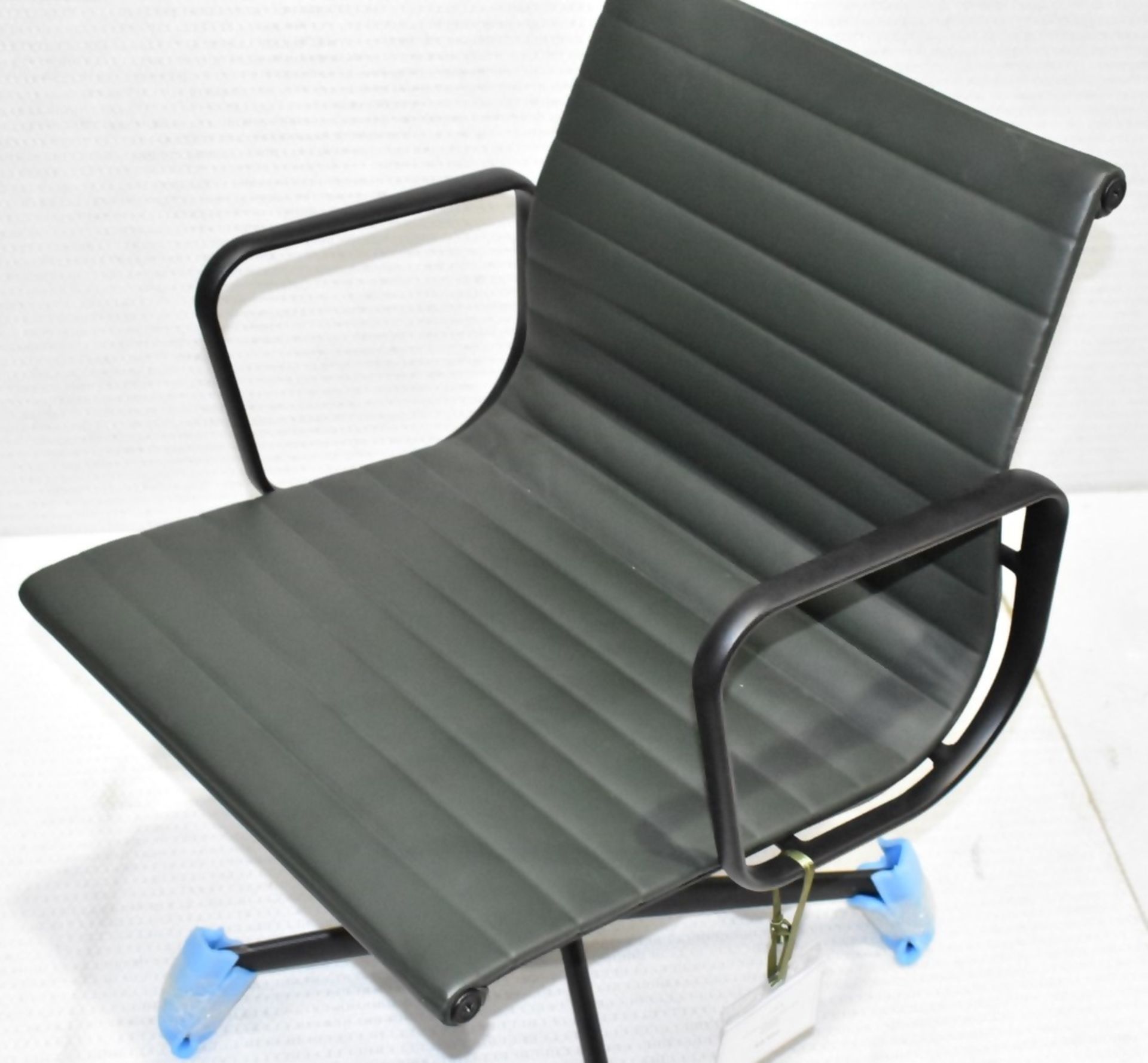 1 x VITRA / EAMES 'EA 108 Aluminium' Designer Soft Leather Upholstered Office Swivel Armchair - - Image 8 of 10