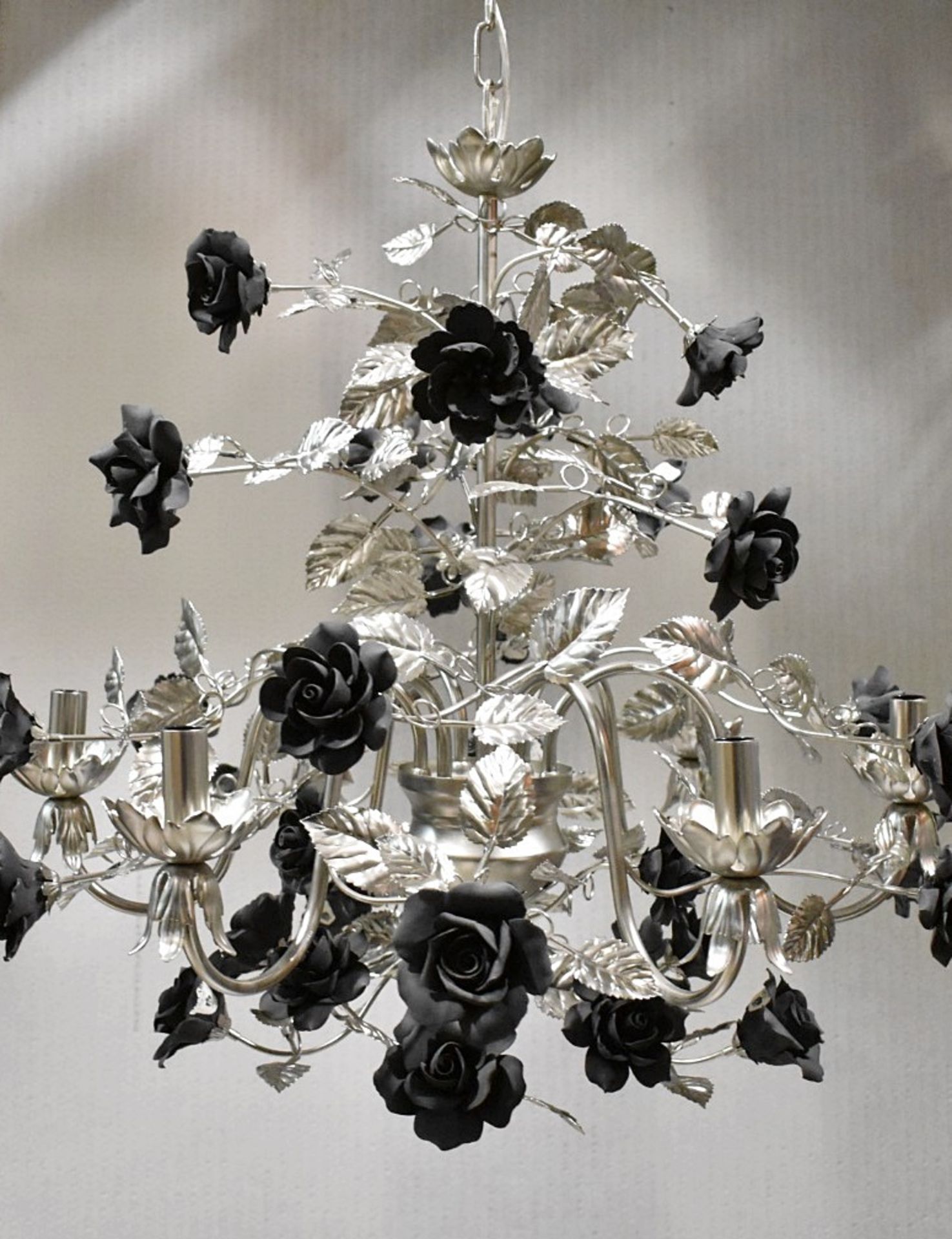 1 x VILLARI Opulent Platinum Plated 6-Arm Luxury Chandelier With Porcelain Decoration - RRP £12,000 - Image 17 of 17