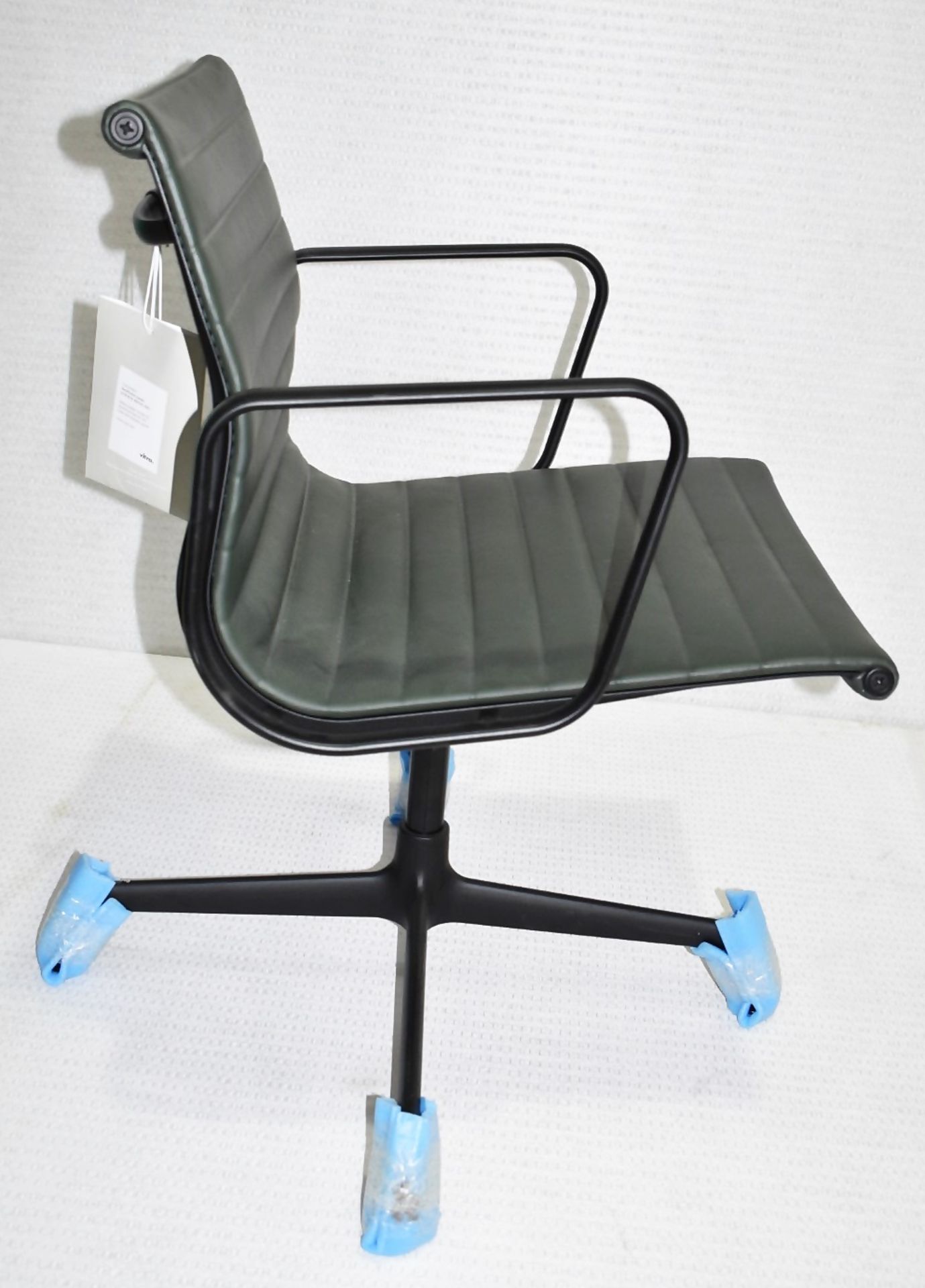1 x VITRA / EAMES 'EA 108 Aluminium' Designer Soft Leather Upholstered Office Swivel Armchair - - Image 6 of 10