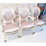 Set of 6 x ANGELO CAPPELLINI 'Timeless' Baroque-style Carved Dining Chairs, Upholstered in Pink Silk