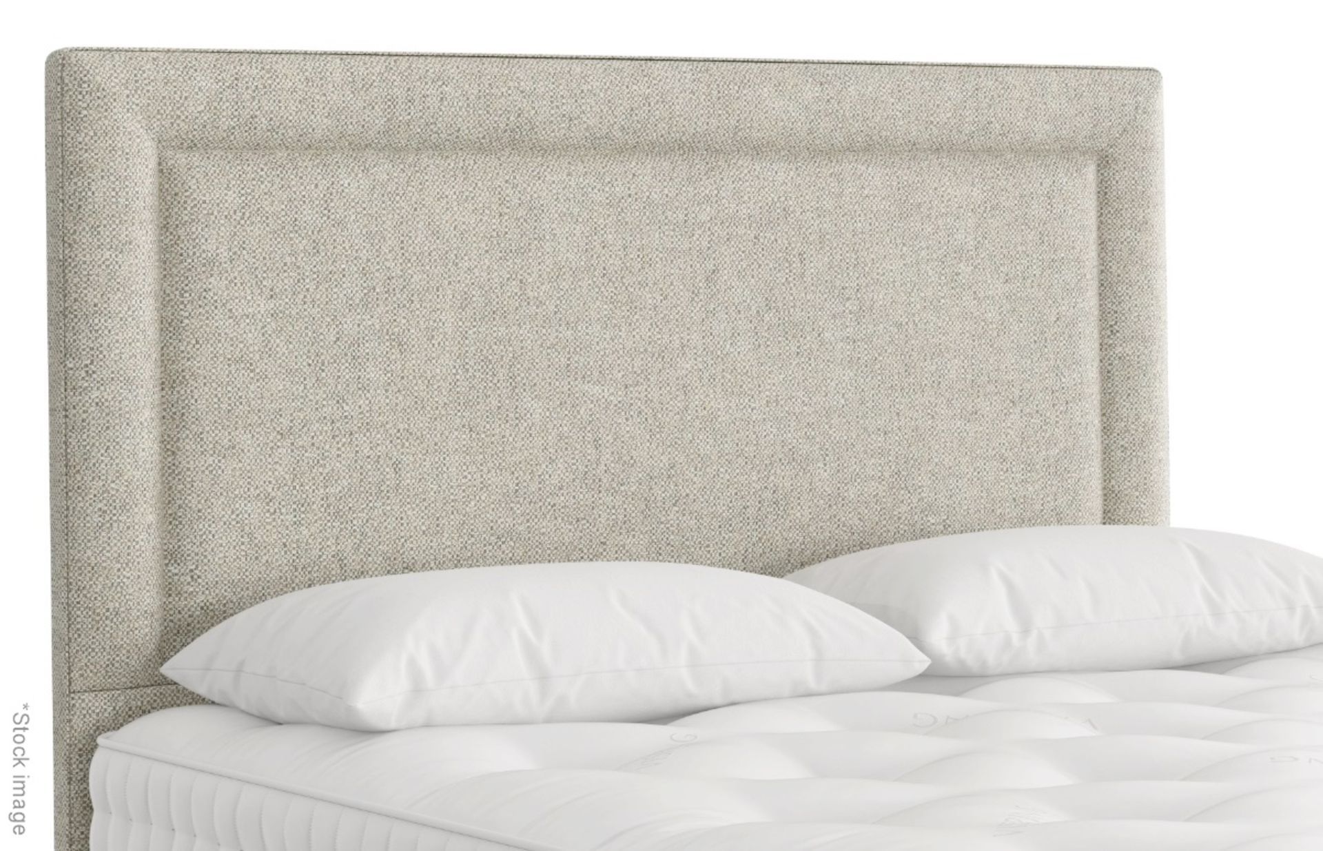 1 x VISPRING 'Helios' Luxury Upholstered Superking Headboard In a Premium Neutral Toned Fabric