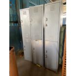 3 lockers, with 2 door in each locker. 5 industrial fans, 3 industrial scales, 1 pallet loader,