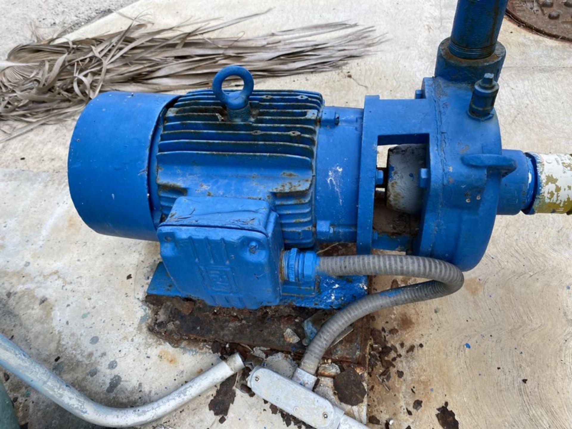 2000 Gallon Vertical FRP storage tank with Centrifugal pump. Approx. 5' diameter x 8' straight - Image 8 of 9