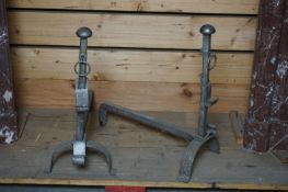 Pair of wrought iron andirons-H63x68