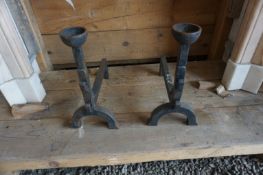 Pair of wrought iron andirons-H43