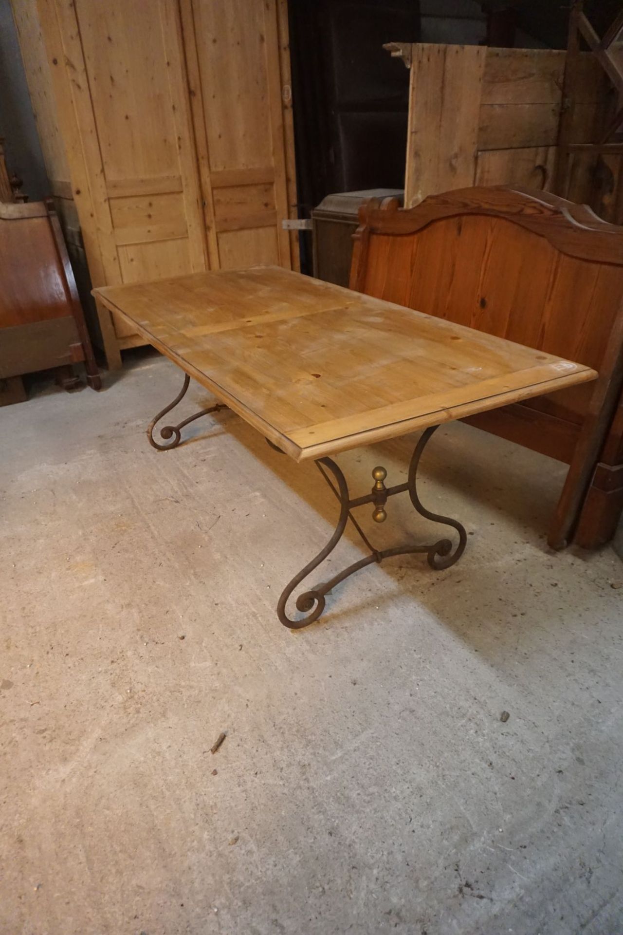 Pine/wrought iron table-H73x200x90 - Image 2 of 2