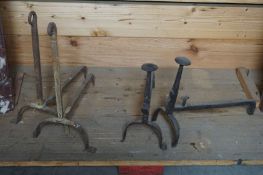 2 pairs of wrought iron andirons-H48