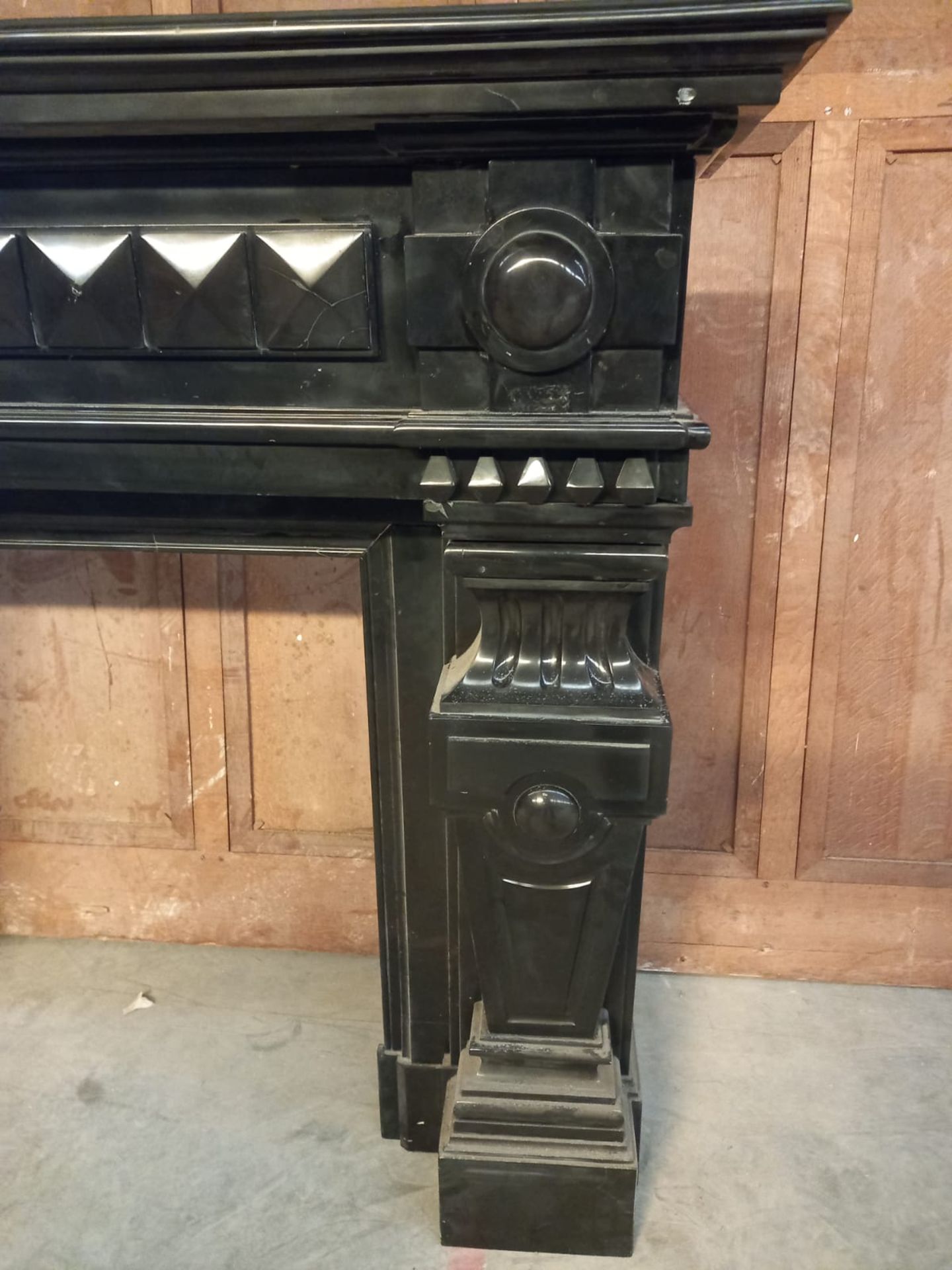 Important fireplace in black Belgian marble - Image 3 of 7