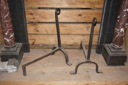 Pair of wrought iron andirons-H68