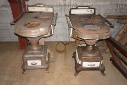 Lot (2) of cast iron stoves/enamel-H80x95x72