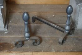 Pair of wrought iron andirons-H34x38