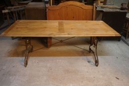 Pine/wrought iron table-H73x200x90