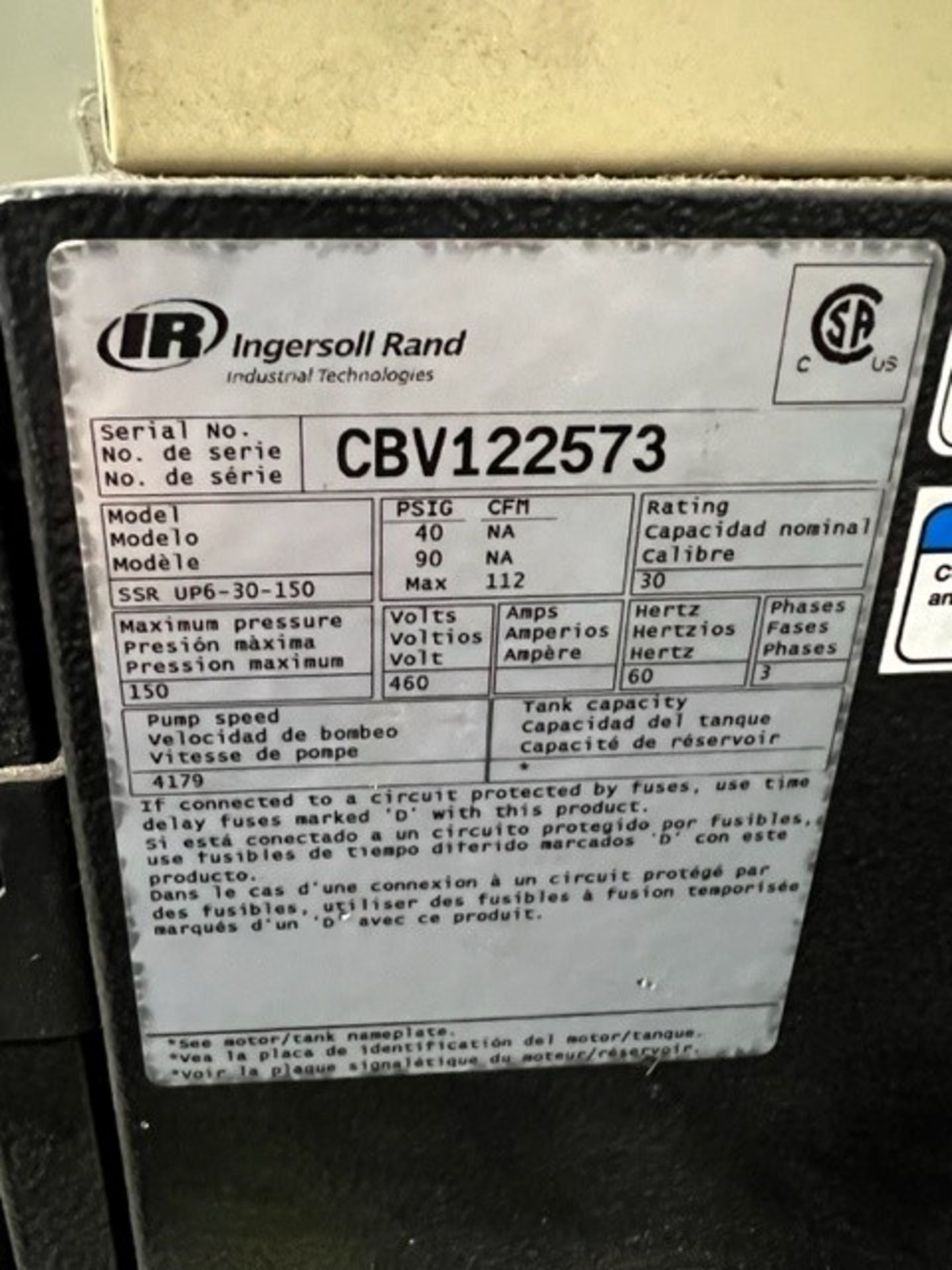 Ingersoll Rand CBV122573 Compressor - Image 5 of 8