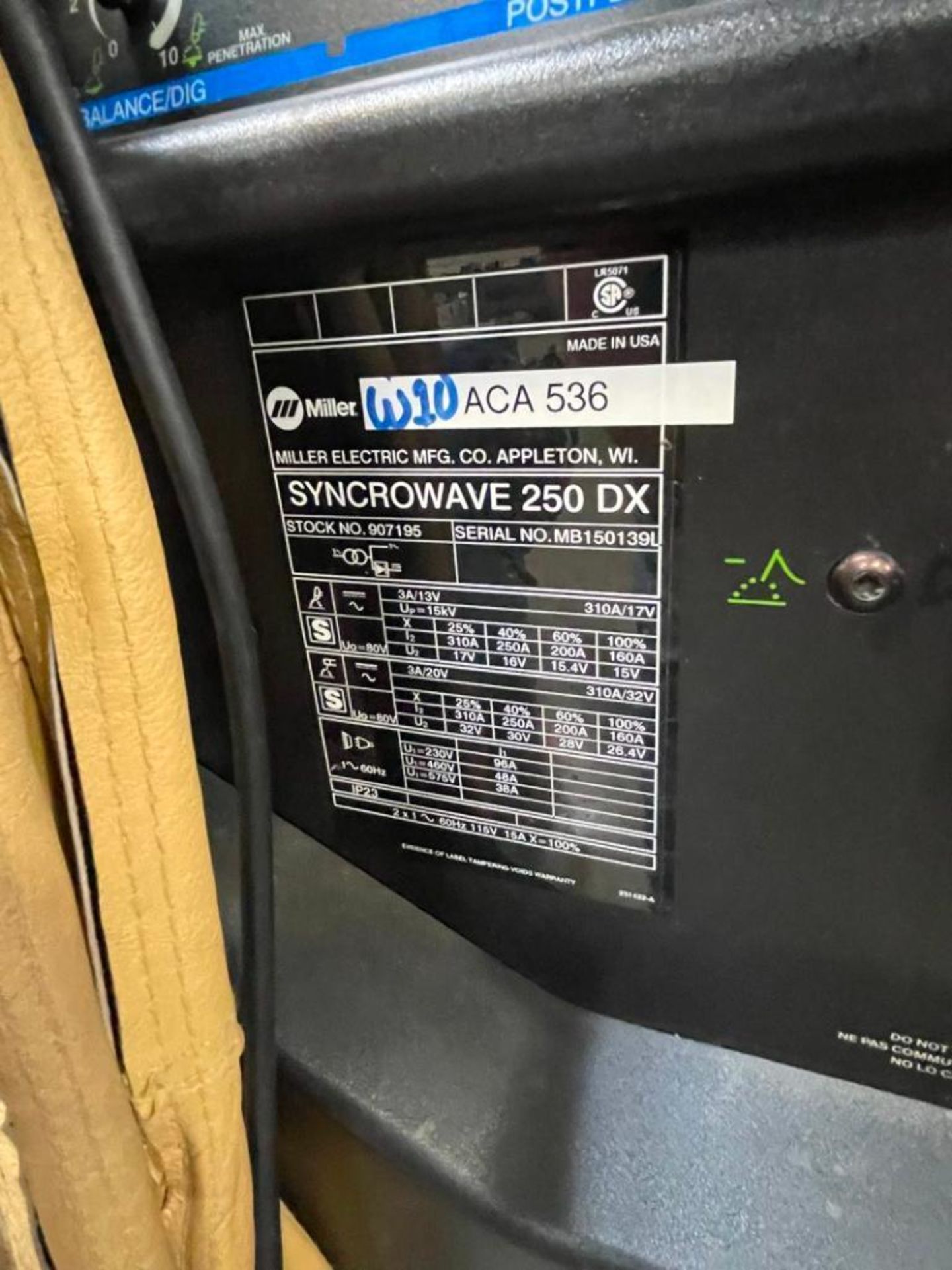 Miller Syncrowave 250DX 300-Amp TIG Welder - Image 4 of 4