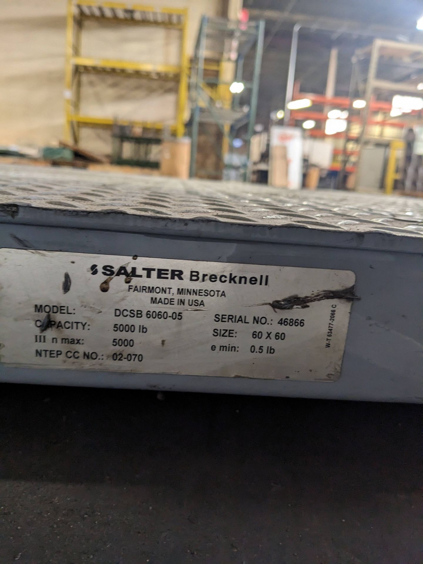 Salter Brecknell Model DCSB 6060-05, 5,000-Lb. Capacity Platform Scale - Image 2 of 3