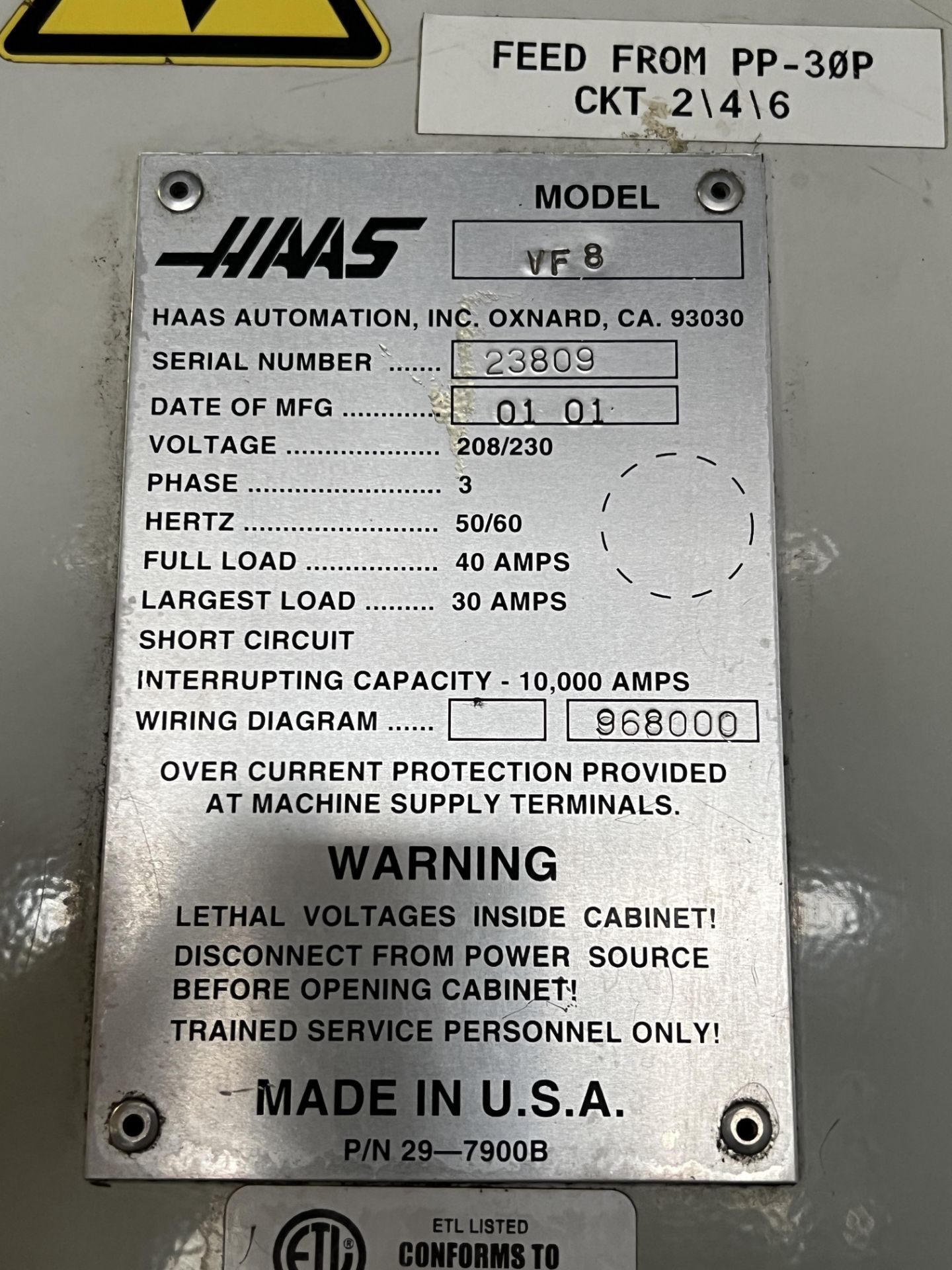 Haas VF-8 CNC Vertical Machining Center, S/N 23809, 2001 - Image 14 of 14