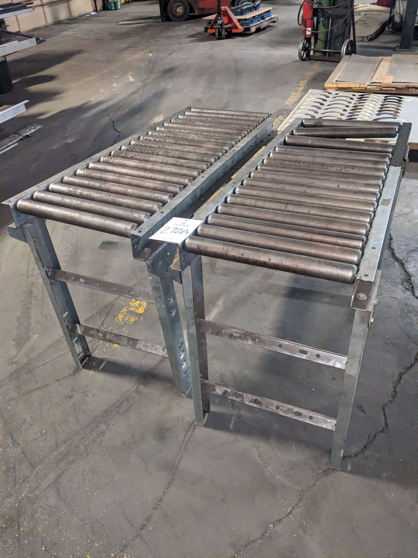 Lot of (2) Sections of 18" W x 54" L Roll Bar Conveyor