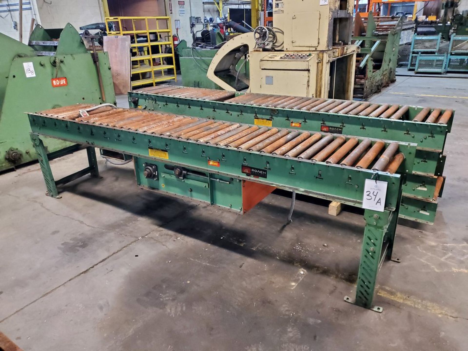 50' of Roach 18" Roller Conveyor with (1) Roller Drive