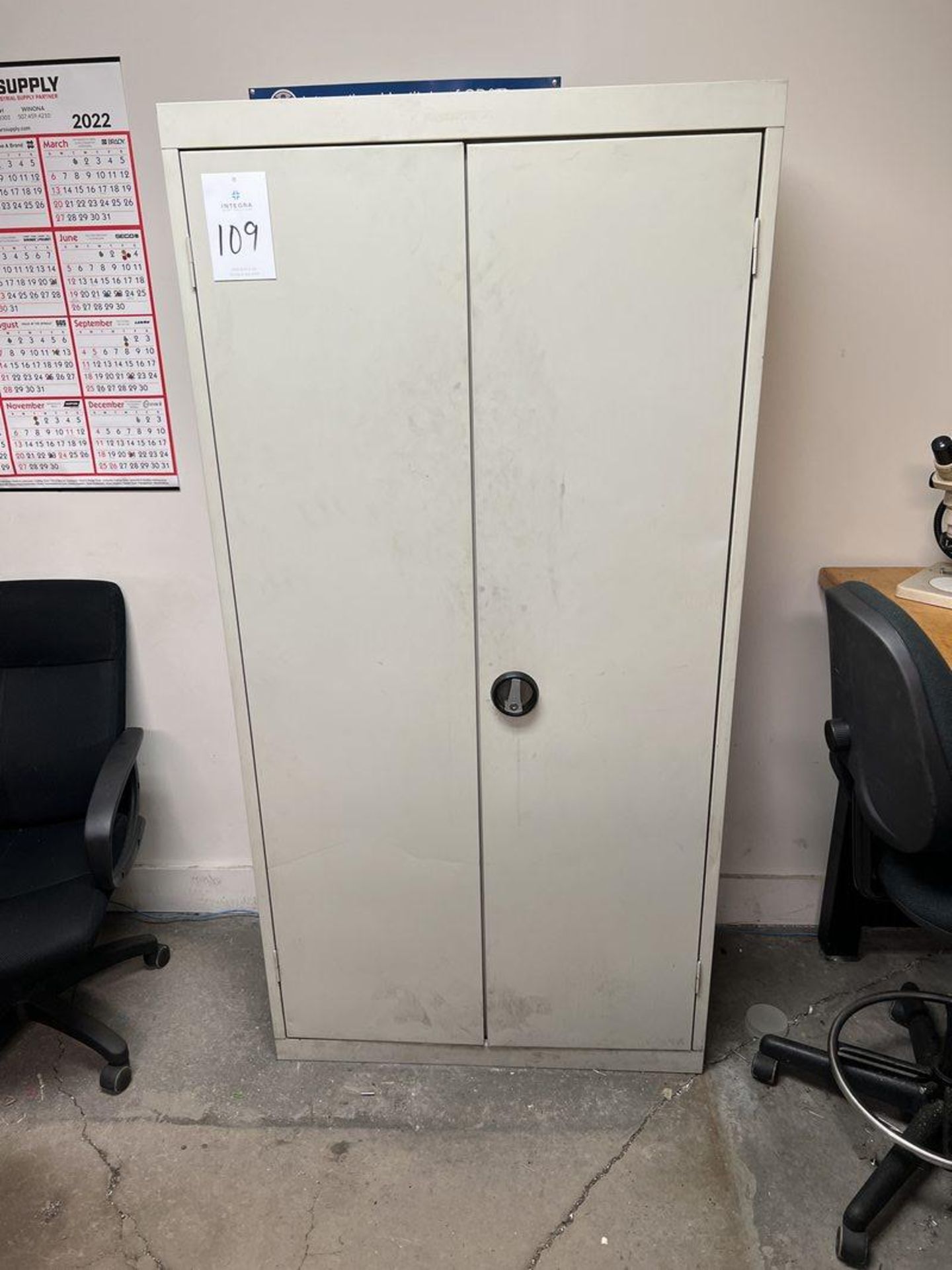 2-Door Metal Storage Cabinet with Contents (NO MANUALS)