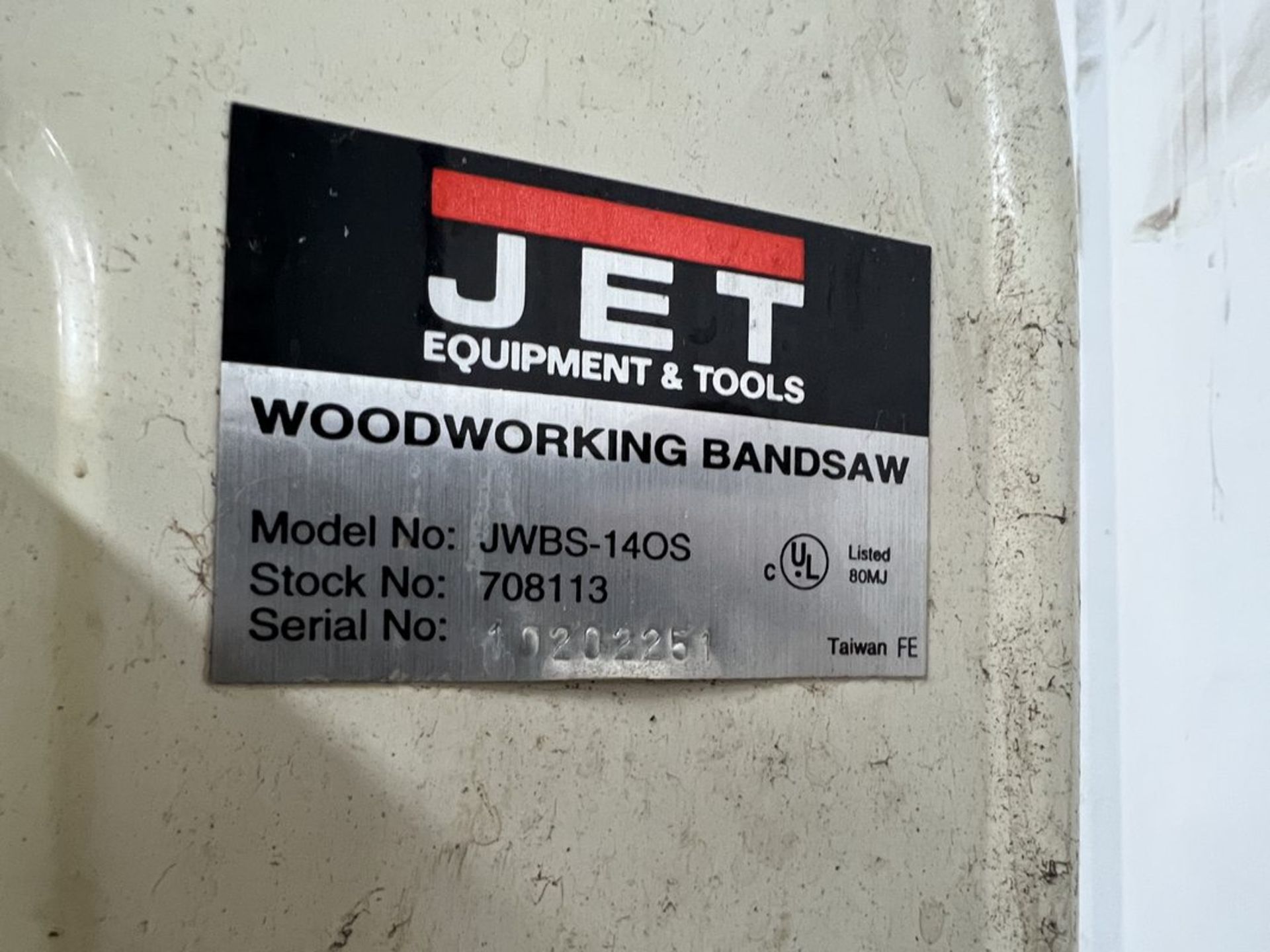 Jet JWBS-140S 14" Vertical Band Saw, S/N 10202251 - Image 3 of 3