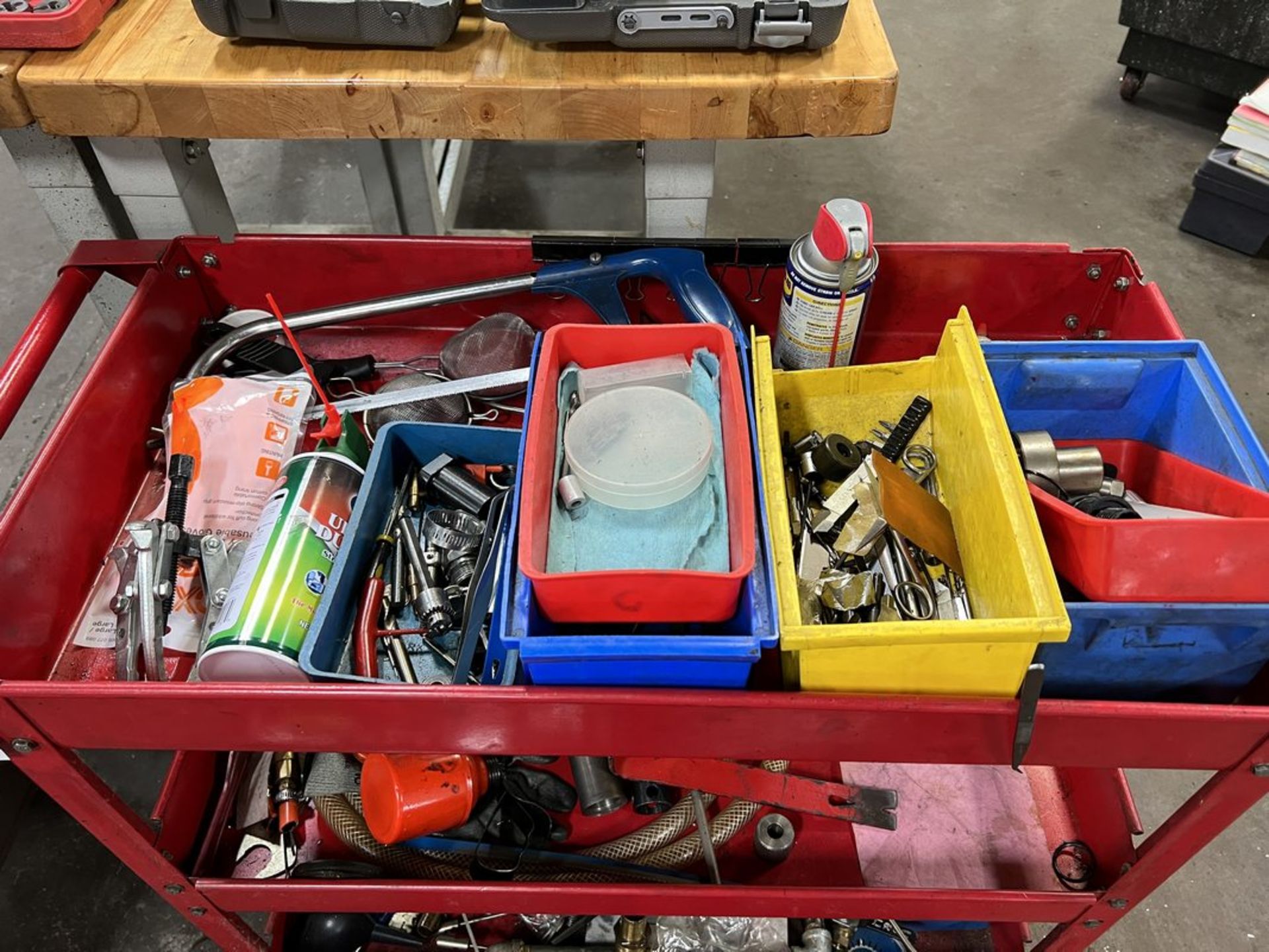 3-Shelf Metal Rolling Shop Cart with Contents - Image 2 of 4