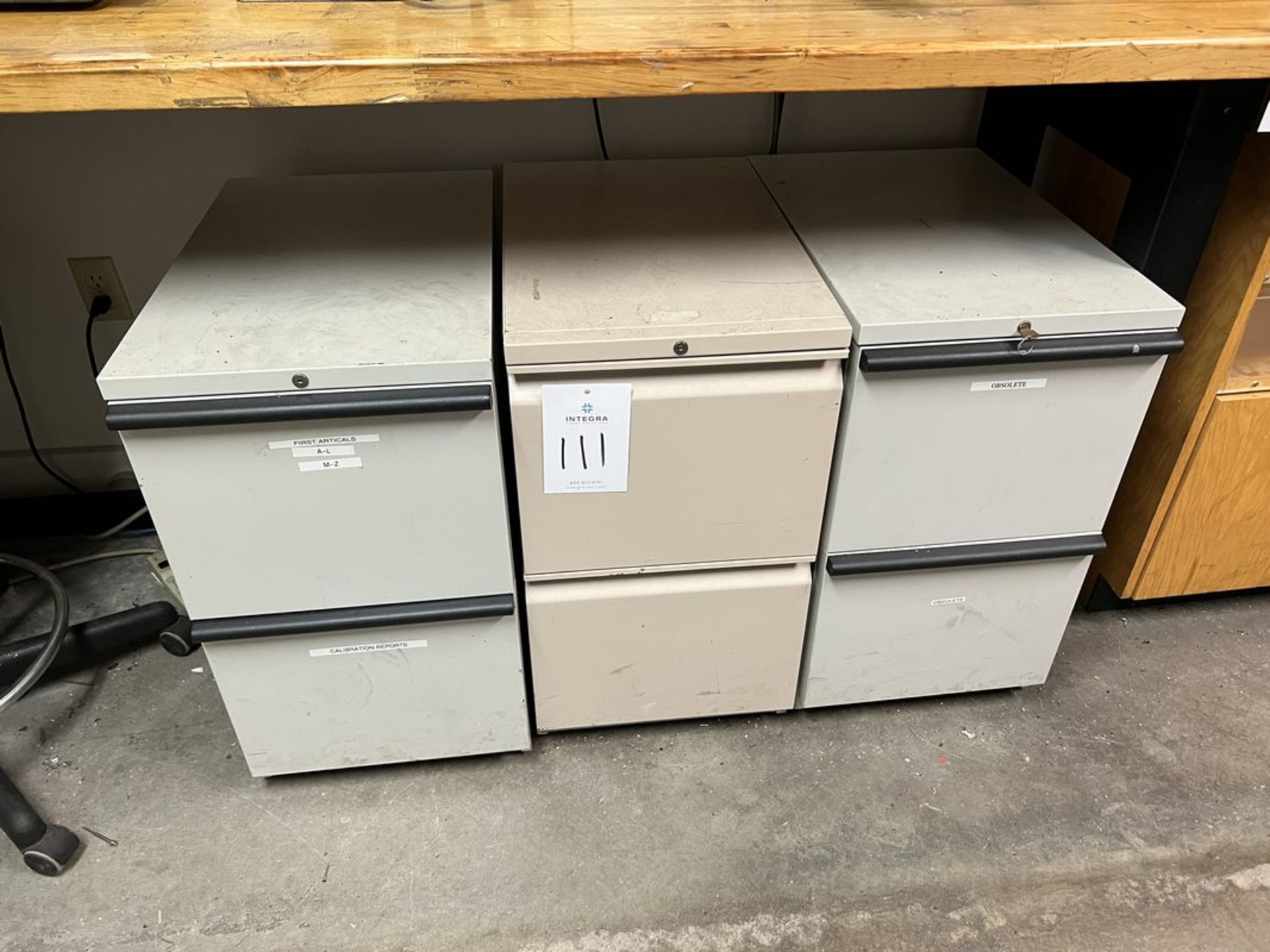 Lot of (6) 2-Drawer Rolling Filing Cabinets (NO CONTENTS)