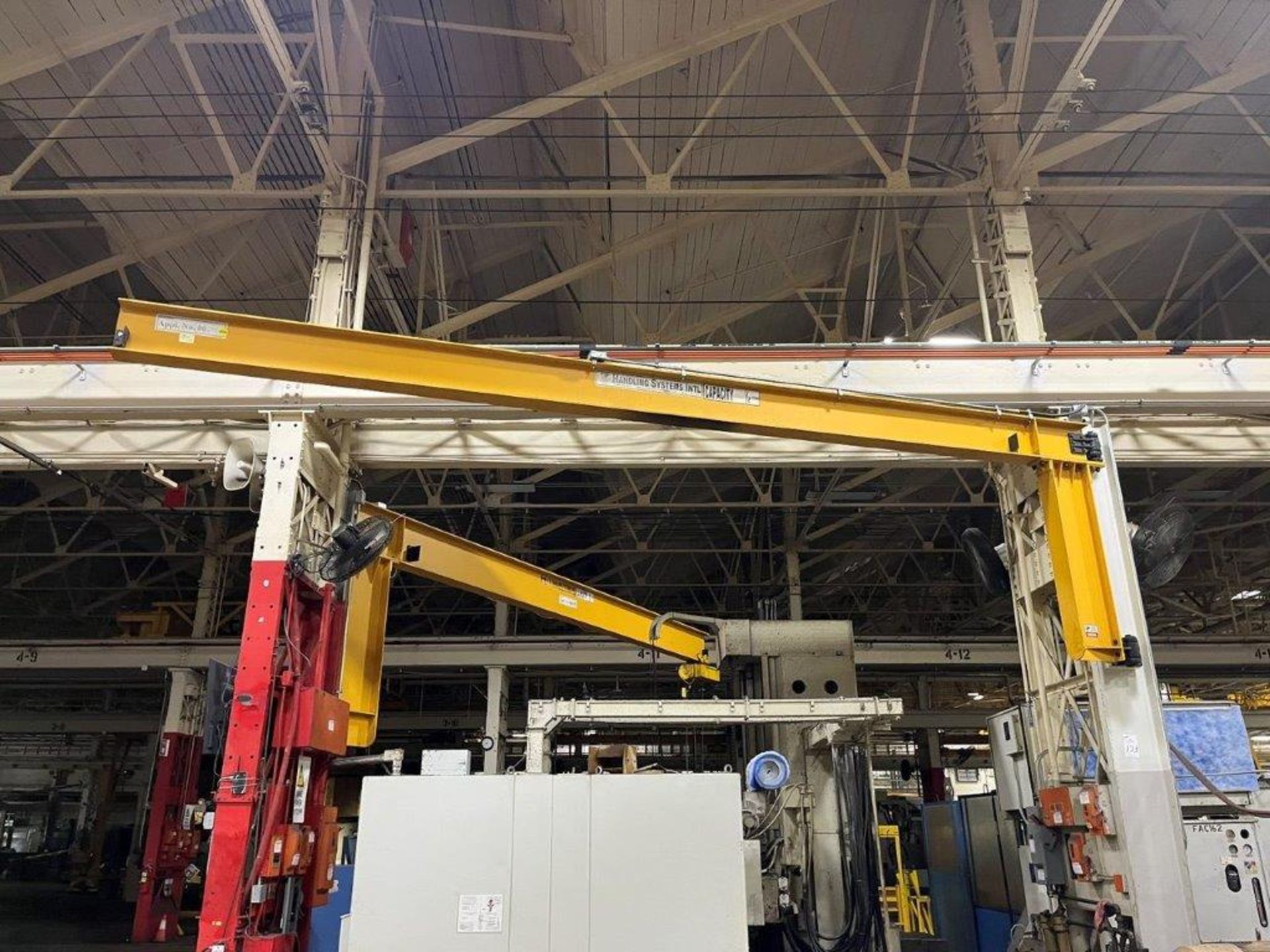 (3) 1/2-Ton Wall Mount Jib Cranes