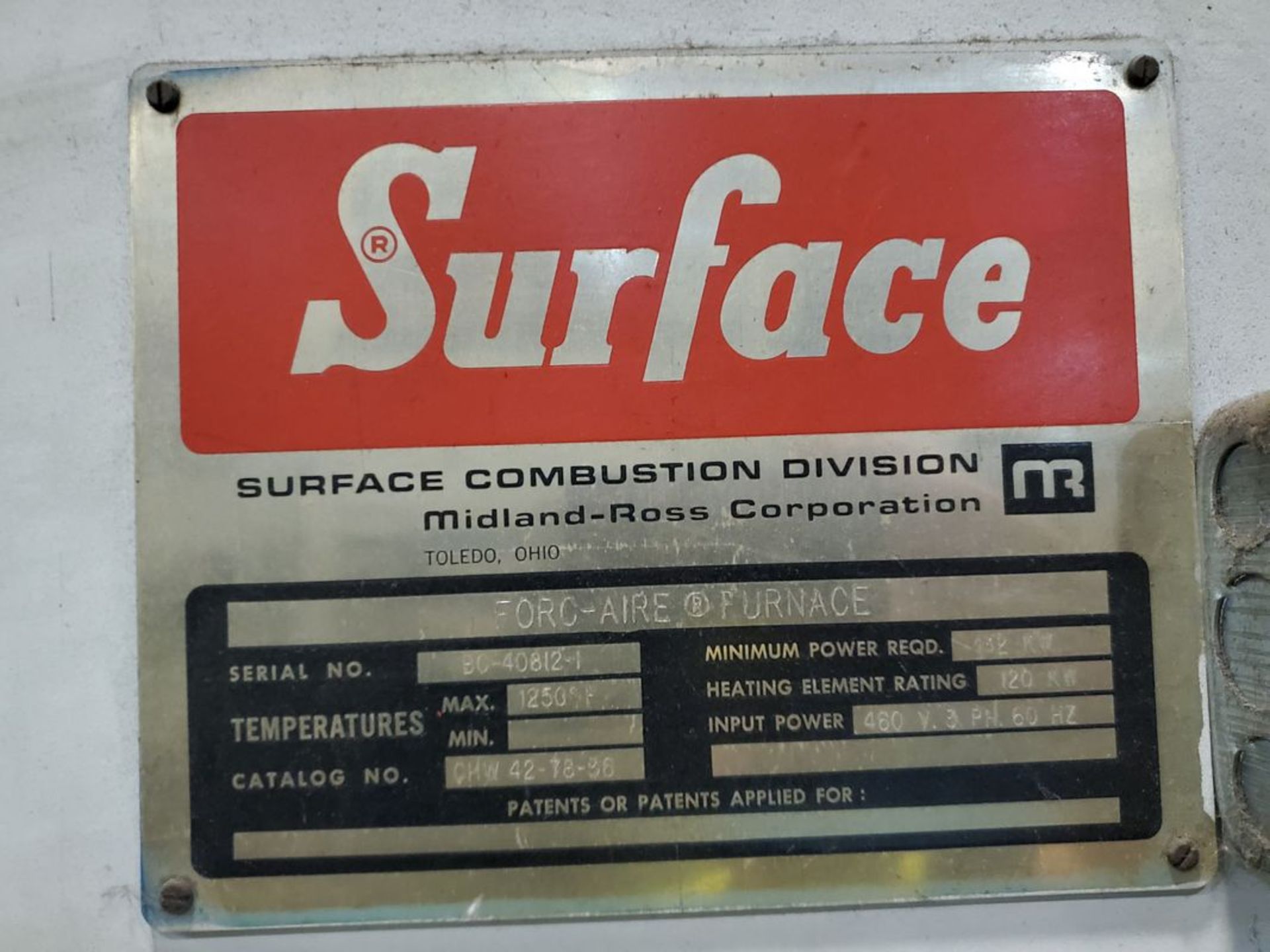 Allcase/Surface CHW 42-78-36 Forc-Aire Combustion Draw Furnace - Image 6 of 6