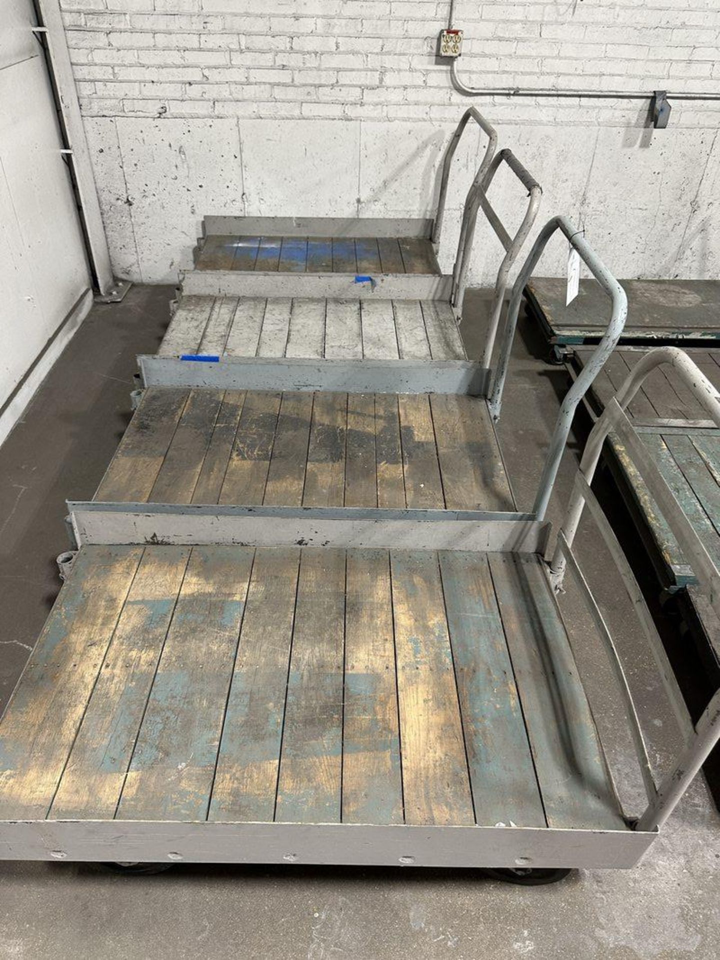 Lot of (4) Assorted Steel Carts with Wood Tops 48" x 30" - Image 2 of 2