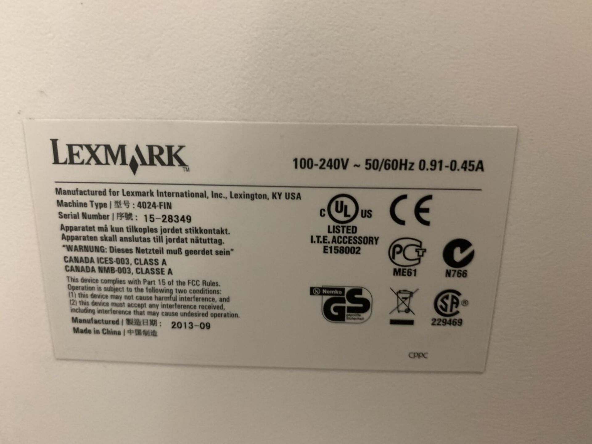 Lexmark X864de Multifunction Printer, S/N 240580 - Image 15 of 15