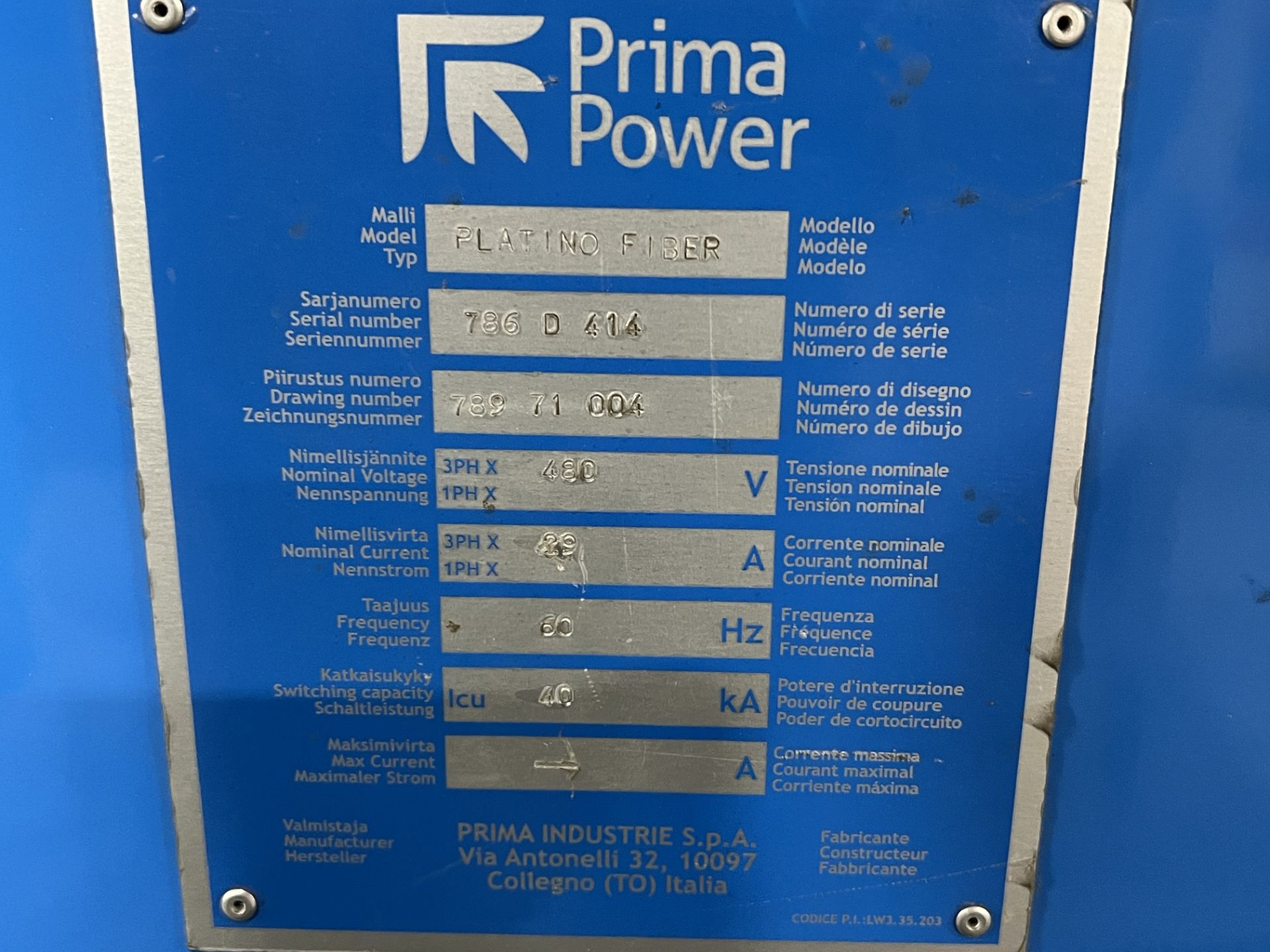 Prima Power Platino 2 kW CNC Fiber Laser, S/N 786D414, 2013 - Image 24 of 28