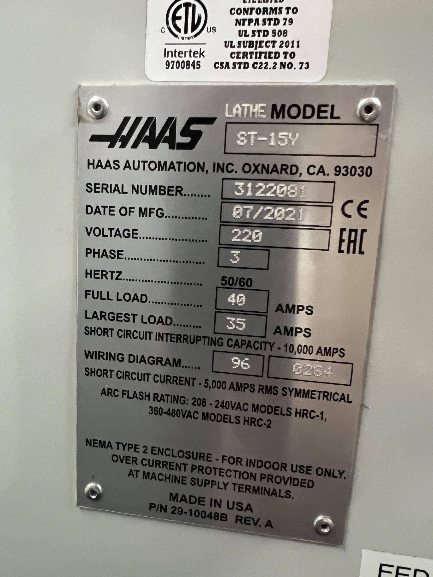 Haas ST-15Y CNC Lathe, S/N 3122081, 2021 - Image 8 of 21