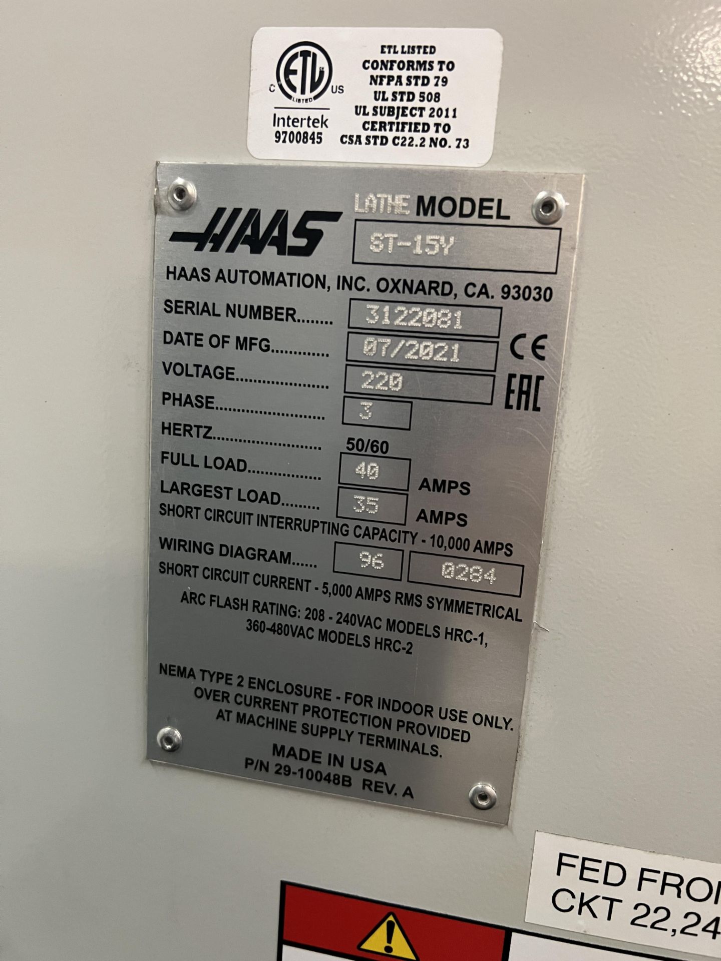 Haas ST-15Y CNC Lathe, S/N 3122081, 2021 - Image 7 of 21