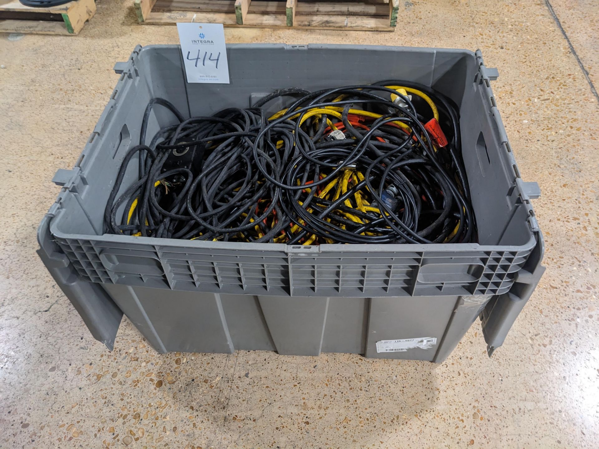 Tote of Assorted Electrical Cords