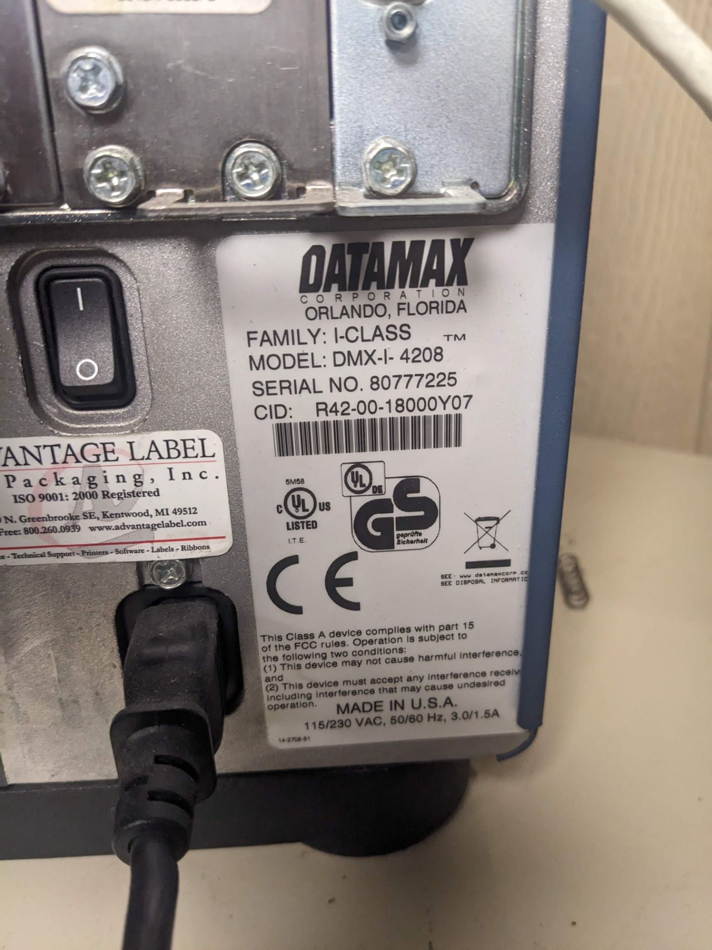 Datamax DMX-I-4208 Thermal Transfer Barcode Label Printer - Image 2 of 2