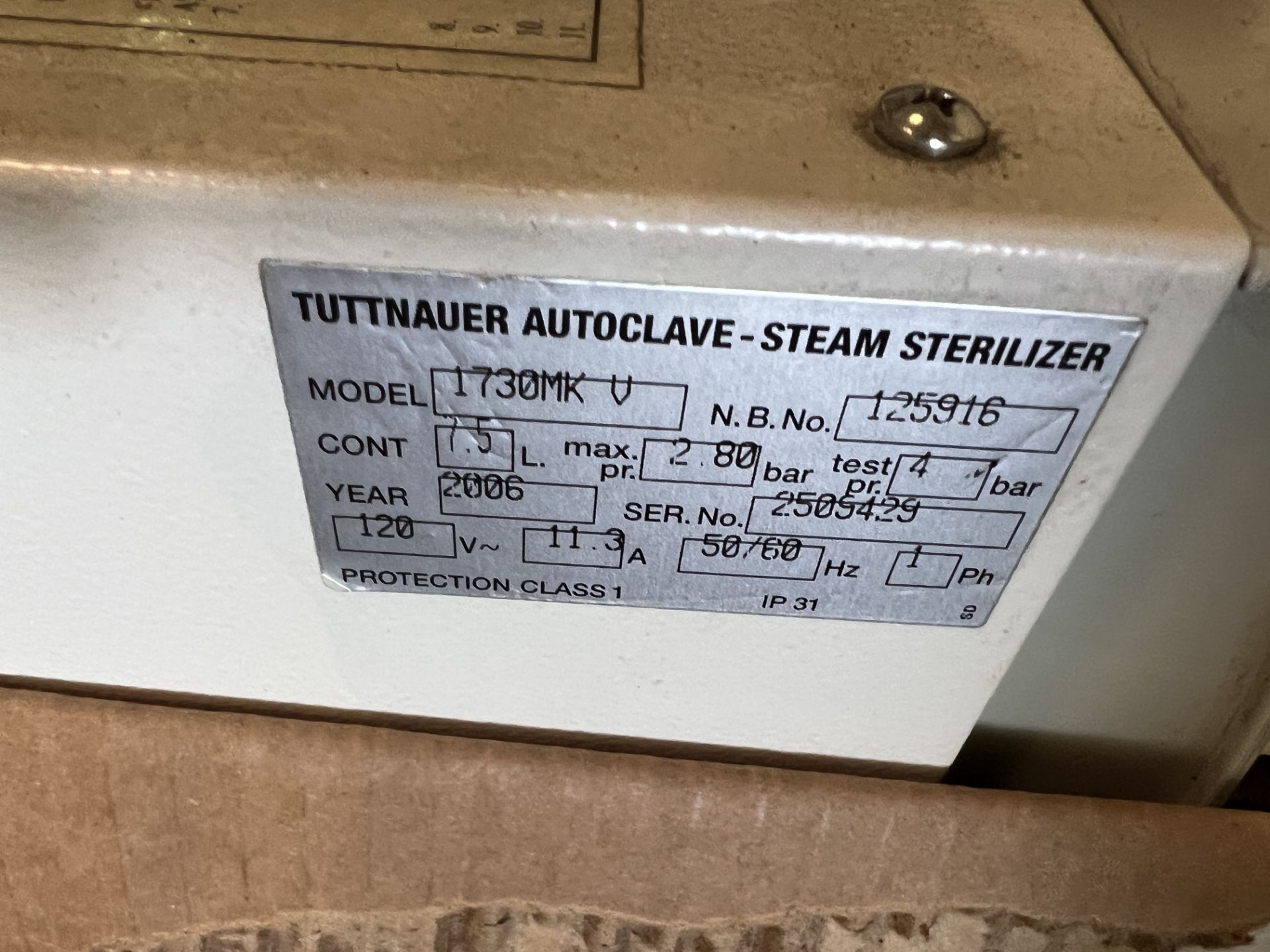 Tuttnauer Valueklave 1730MK-V Table-Top Autoclave, S/N 125916 - Image 2 of 2