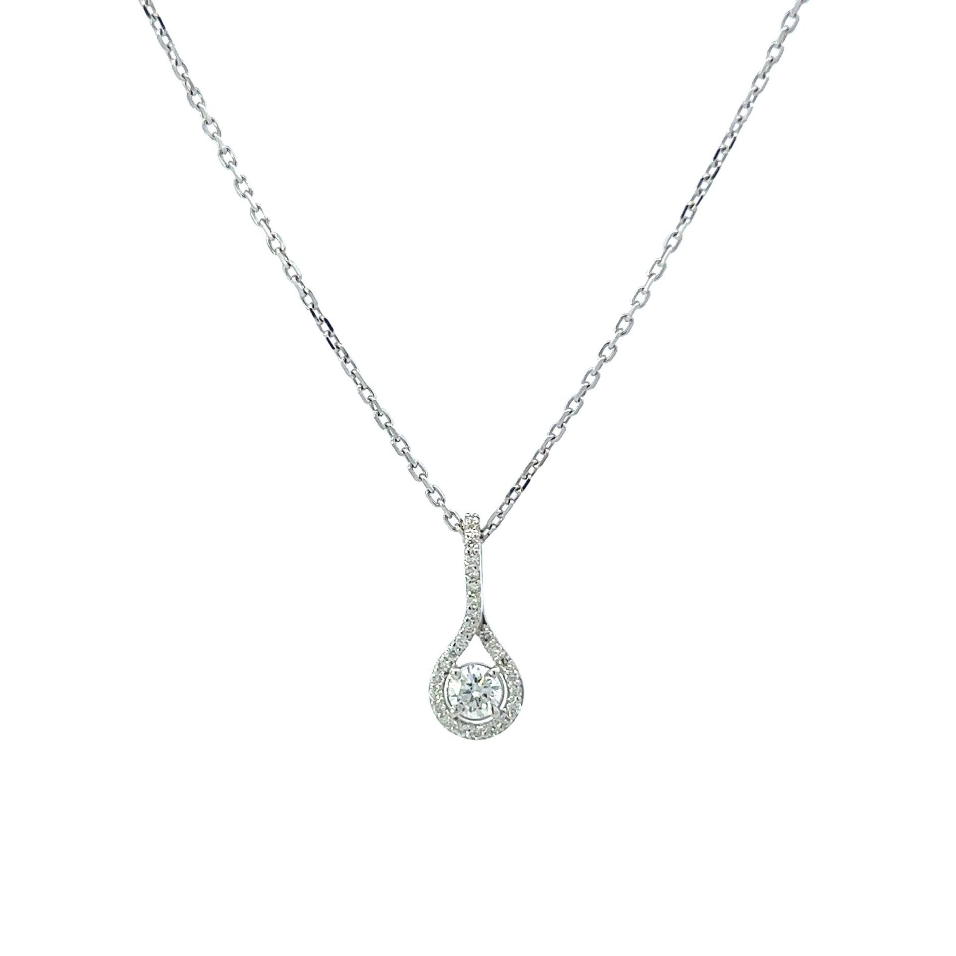 RRP-£3450.00 18K WHITE GOLD PENDENT AND CHAIN, SET WITH ROUND BRILLIANT CUT DIAMONDS, TOOTAL DIAMOND