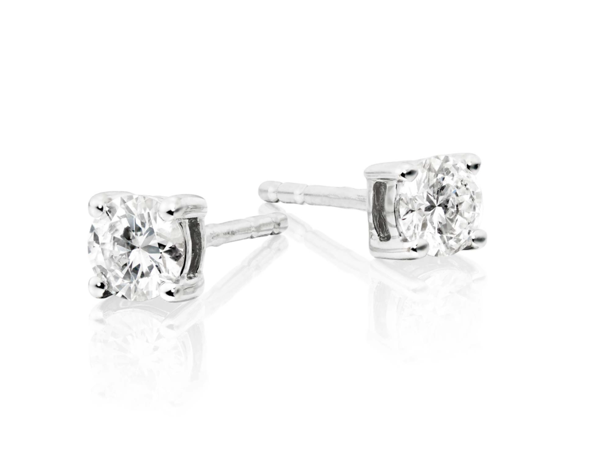 RRP-£995.00 18CT WHITE GOLD ROUND BRILLIANT CUT DIAMOND SOLITAIRE EARRINGS, TOTAL CARAT WEIGHT- 0.30